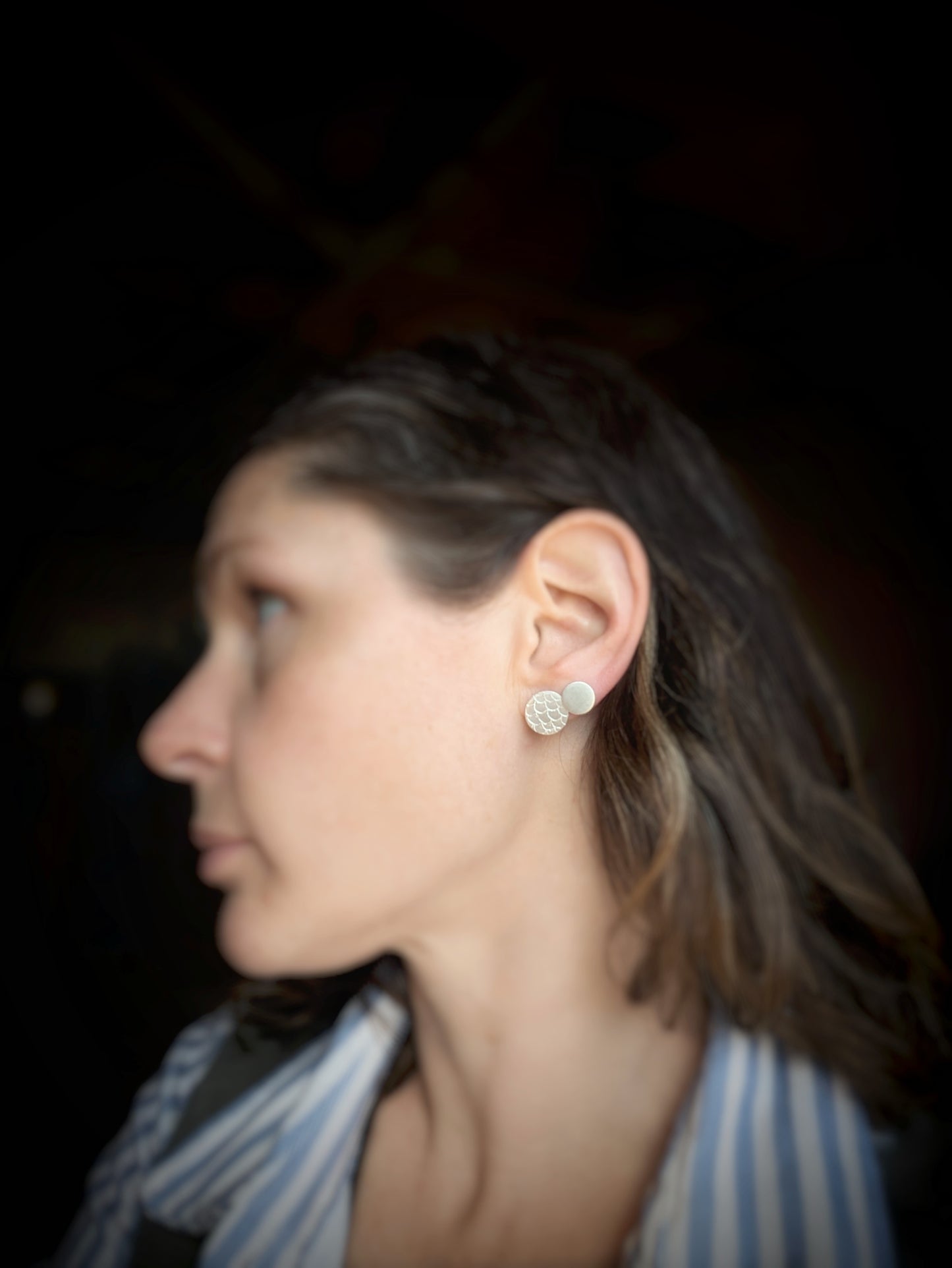 Scale Pattern Sterling Silver Earrings