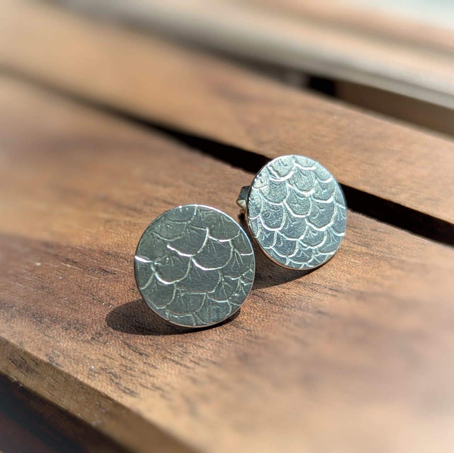 Scale Pattern Sterling Silver Earrings